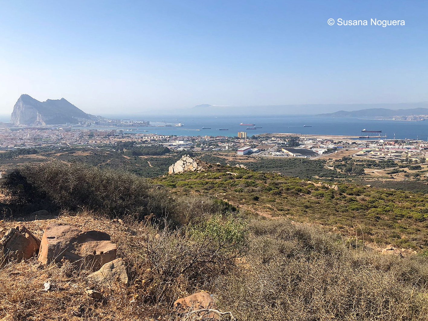 Bahía de Algeciras desde Sierra Carbonera. A la izquierda, el Peñón. Imagen: Susana Noguera