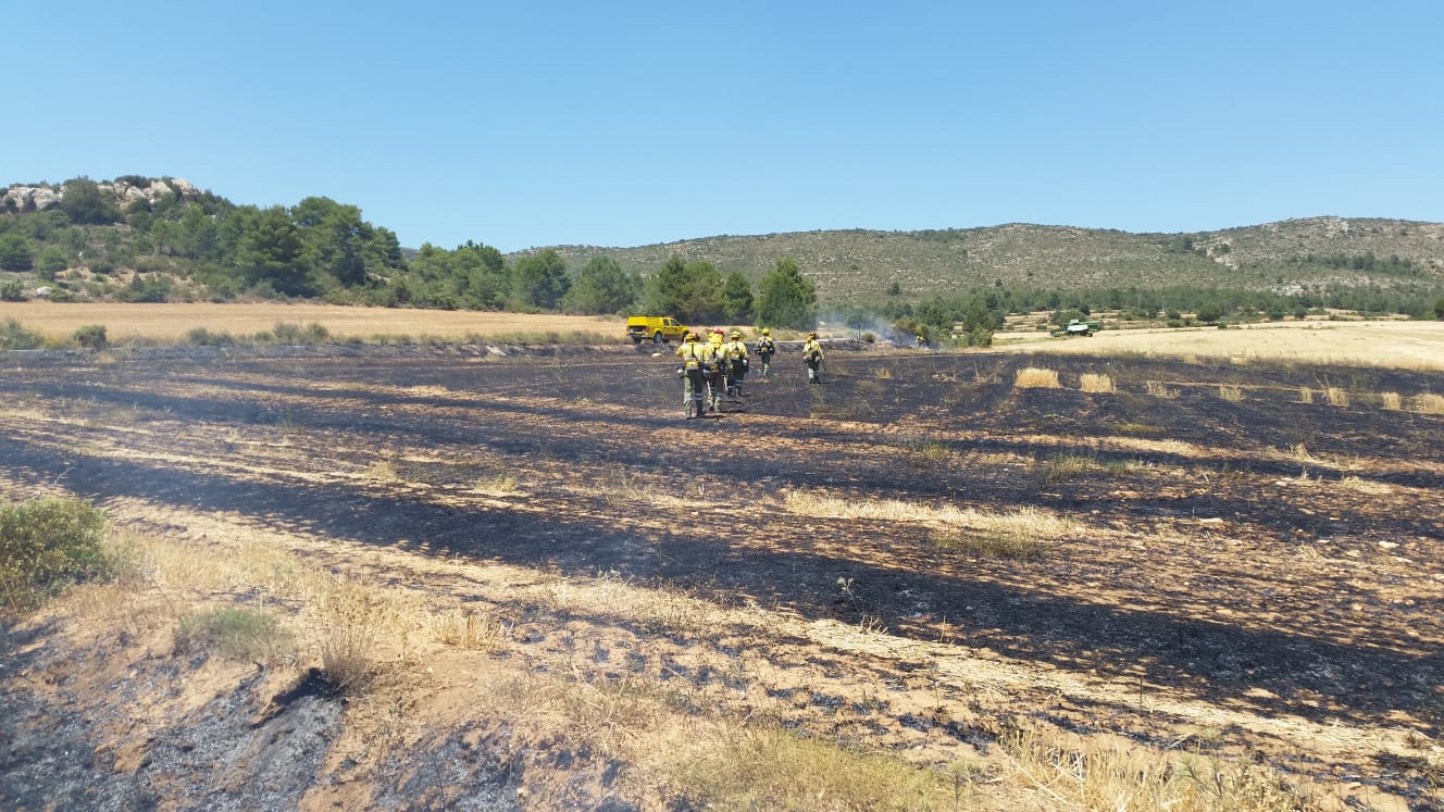 Conato de incendio El Sabinar Moratalla, el pasado 25 de julio, controlado por efectivos del Plan Infomur. Imagen: 112