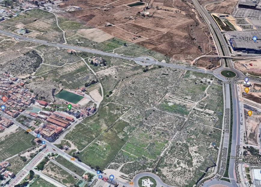 Vista aérea general del yacimiento de El Puntal Murcia. Foto: Huermur