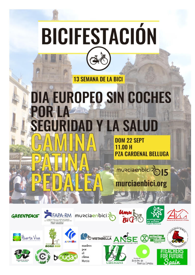 Bicifestación por el 'Día Europeo sin coches', con Murcia en Bici