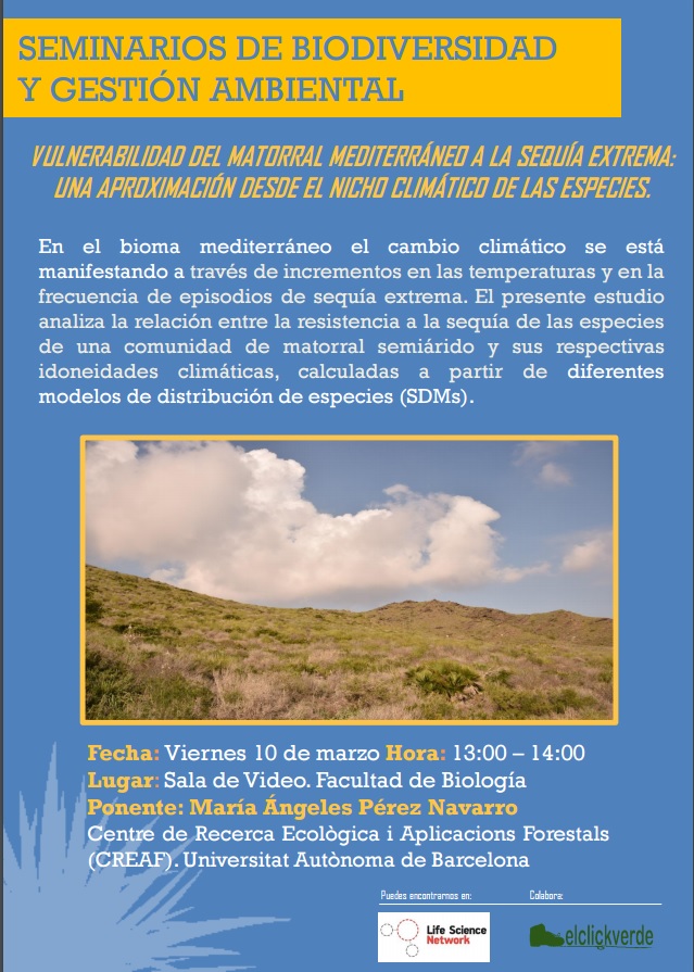 Charla sobre la vulnerabilidad del matorral mediterráneo, con el Programa de Doctorado en Biodiversidad y Gestión Ambiental de la UMU