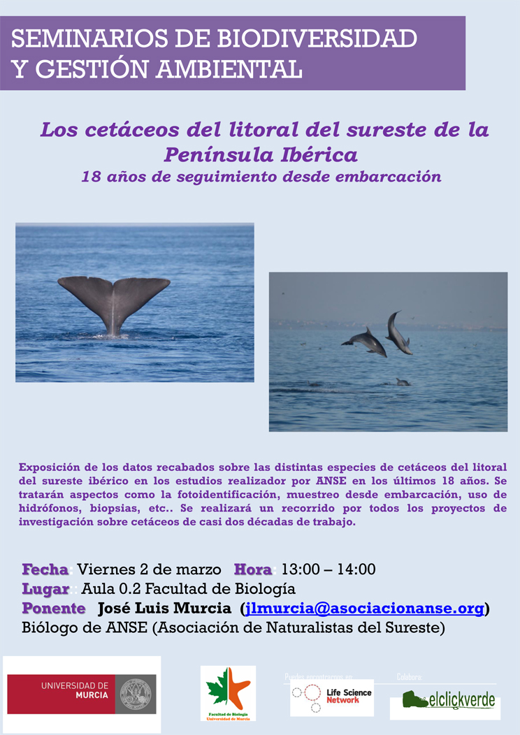 Los cetáceos del litoral del sureste de la península Ibérica, con la UMU