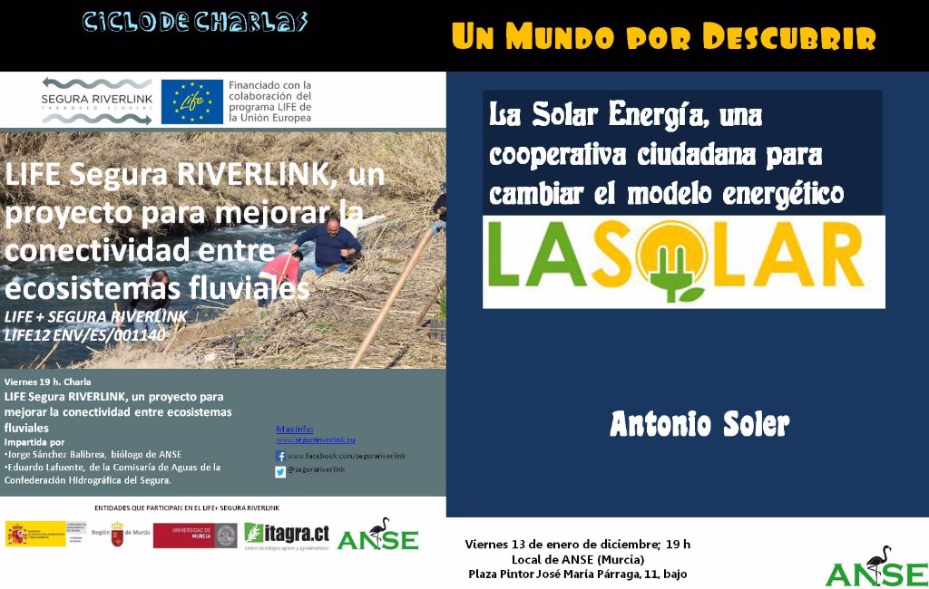 Charla doble: la conectividad del Río Segura - Energía solar, con ANSE