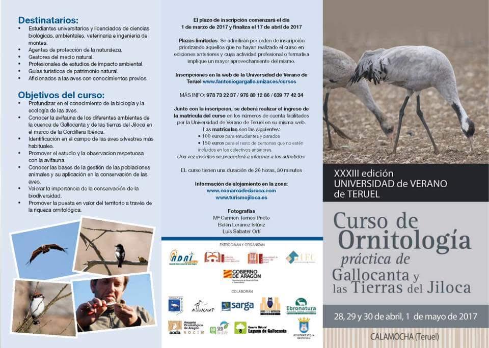 Presentación del Curso de Ornitología Práctica, con la Universidad de Verano de Teruel
