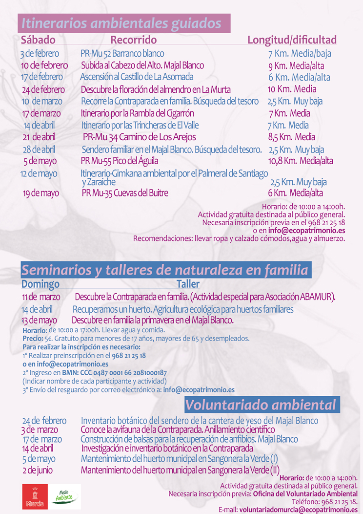 Programa de actividades ambientales del Ayto. de Murcia