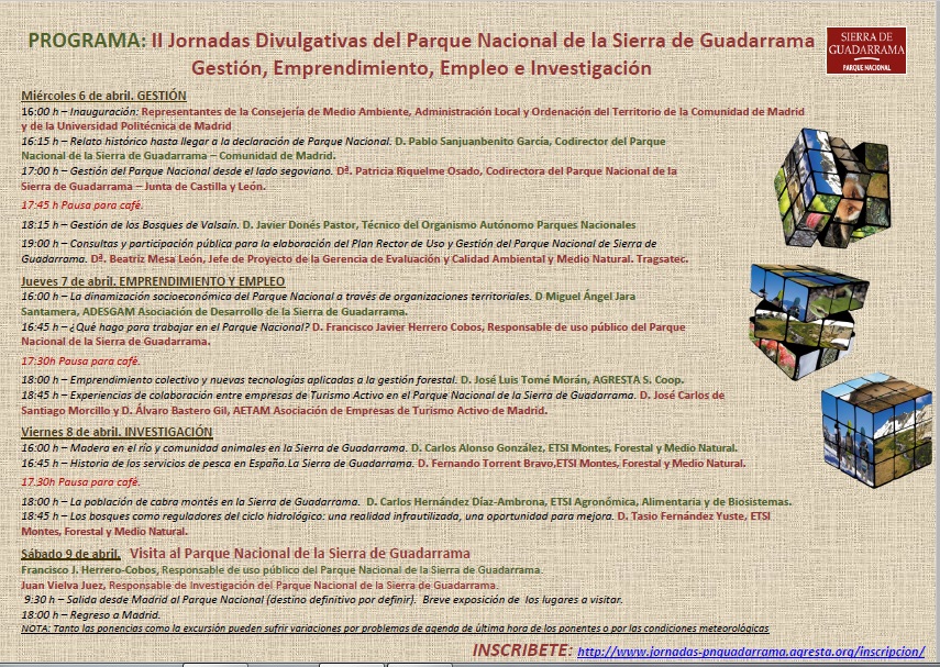 Programa de las II Jornadas Divulgativas del P N de la Sierra de Guadarrama