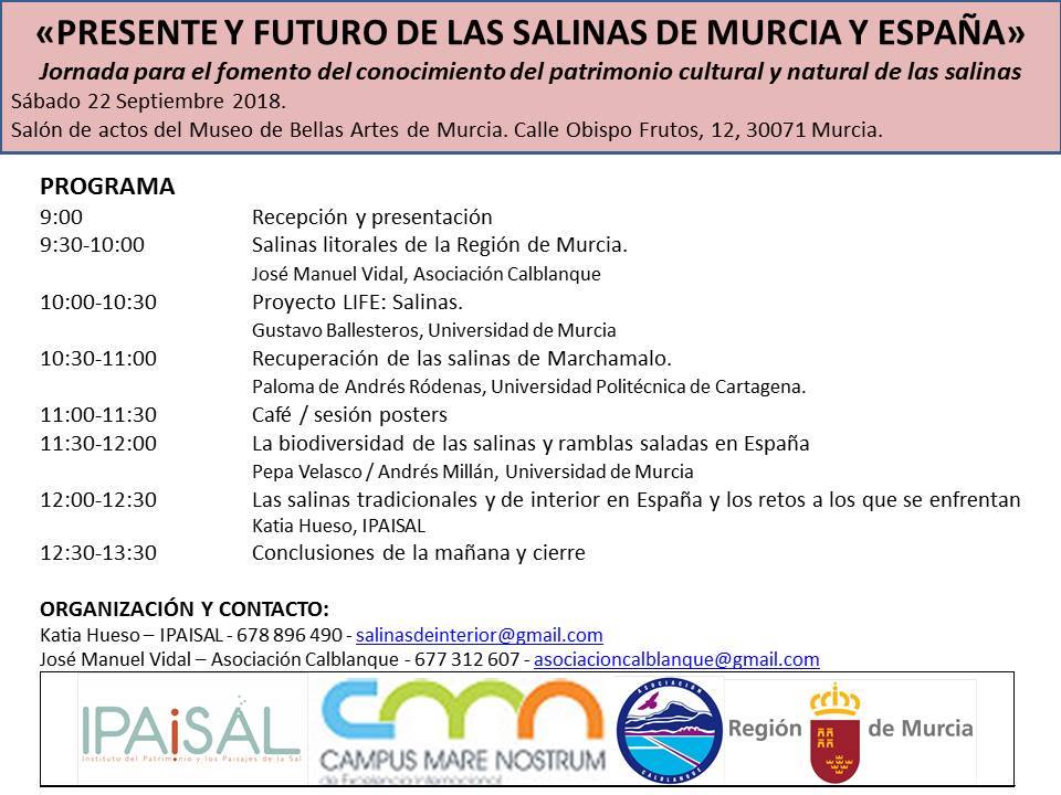 Jornada sobre salinas de Murcia y España, con la Asociación Calblanque. Jornada sobre salinas de Murcia y España, con la Asociación Calblanque