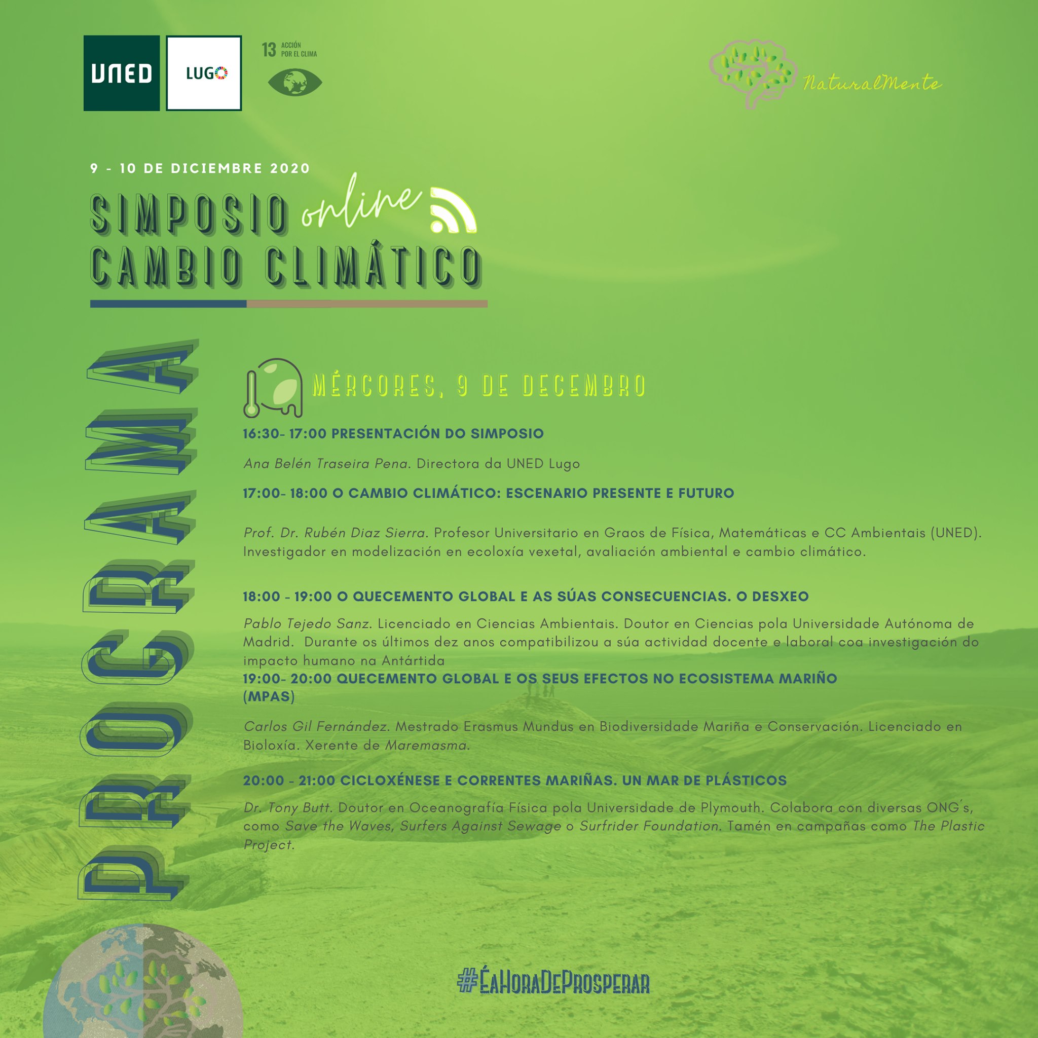 Simposio sobre Cambio climático, programa día 9, con UNED Lugo
