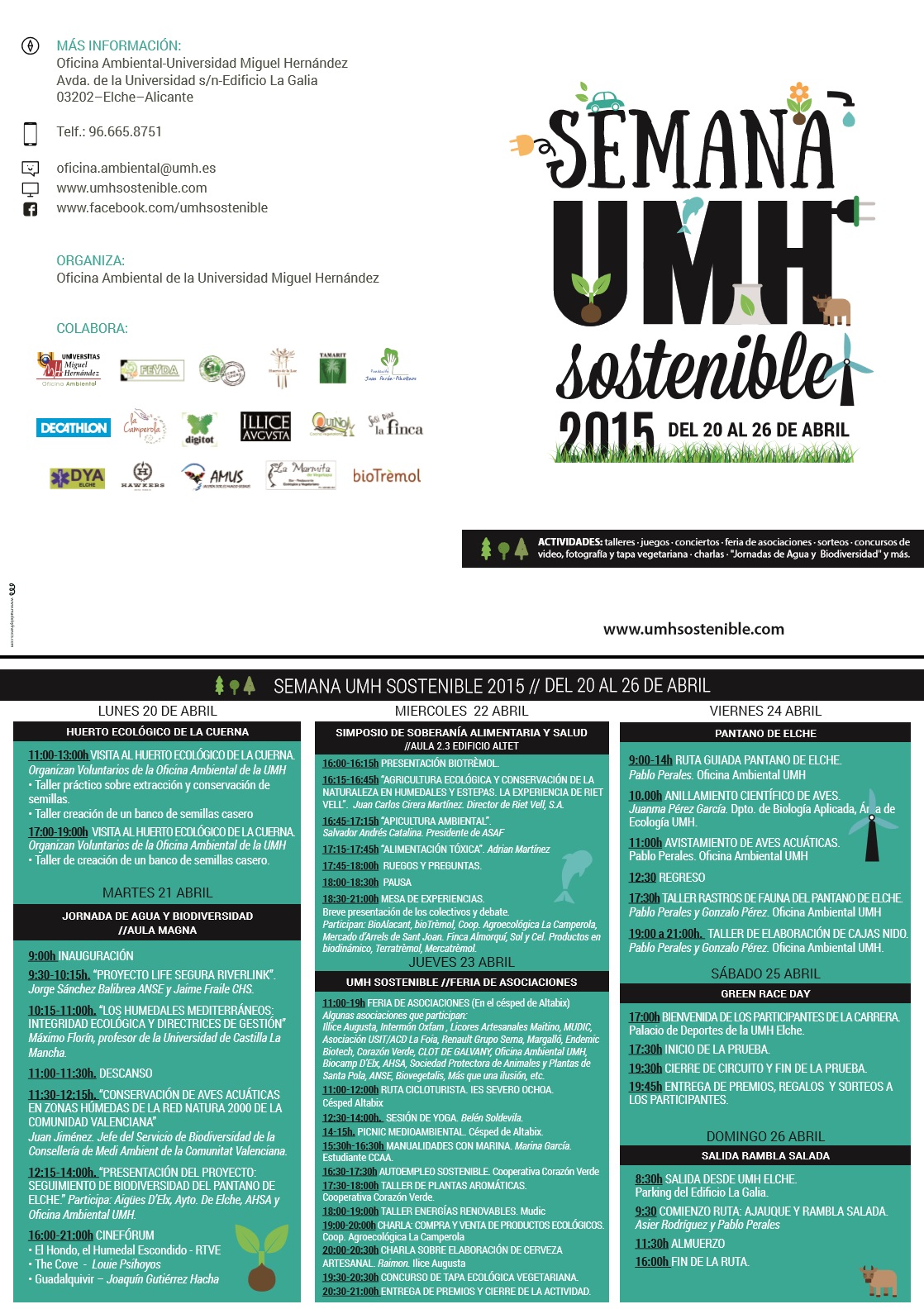 Semana Sostenible UMH 2015. Programa