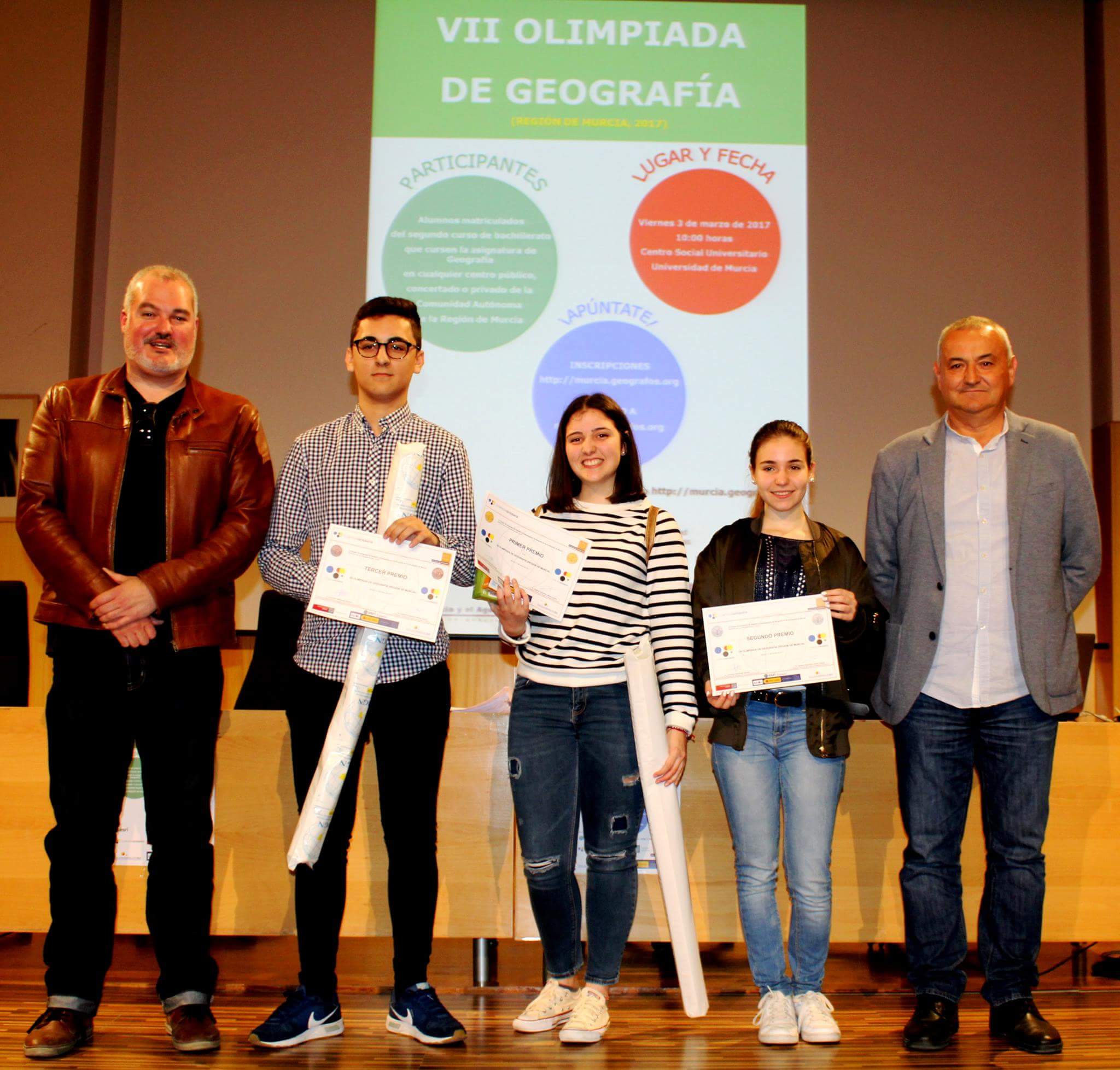 Los ganadores de la VII Olimpiada de Geografía de la Región de Murcia. Imagen: Colegio de Geógrafos en Murcia