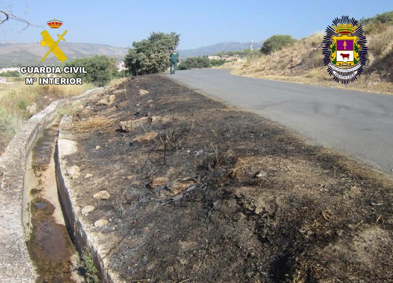 Rastro del incendio en La Reja. Foto: Guardia Civil de la Región de Murcia