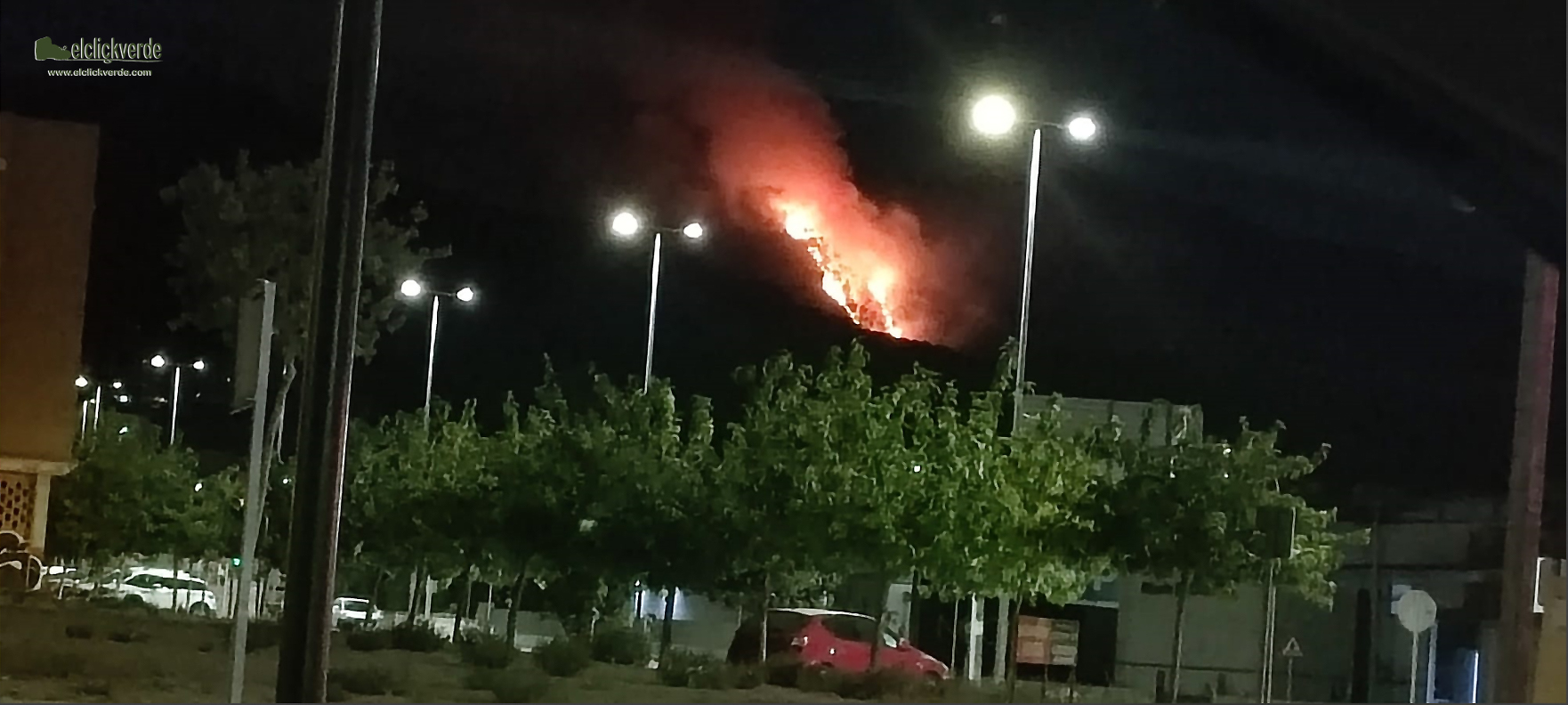 El incendio, visto desde la carretera