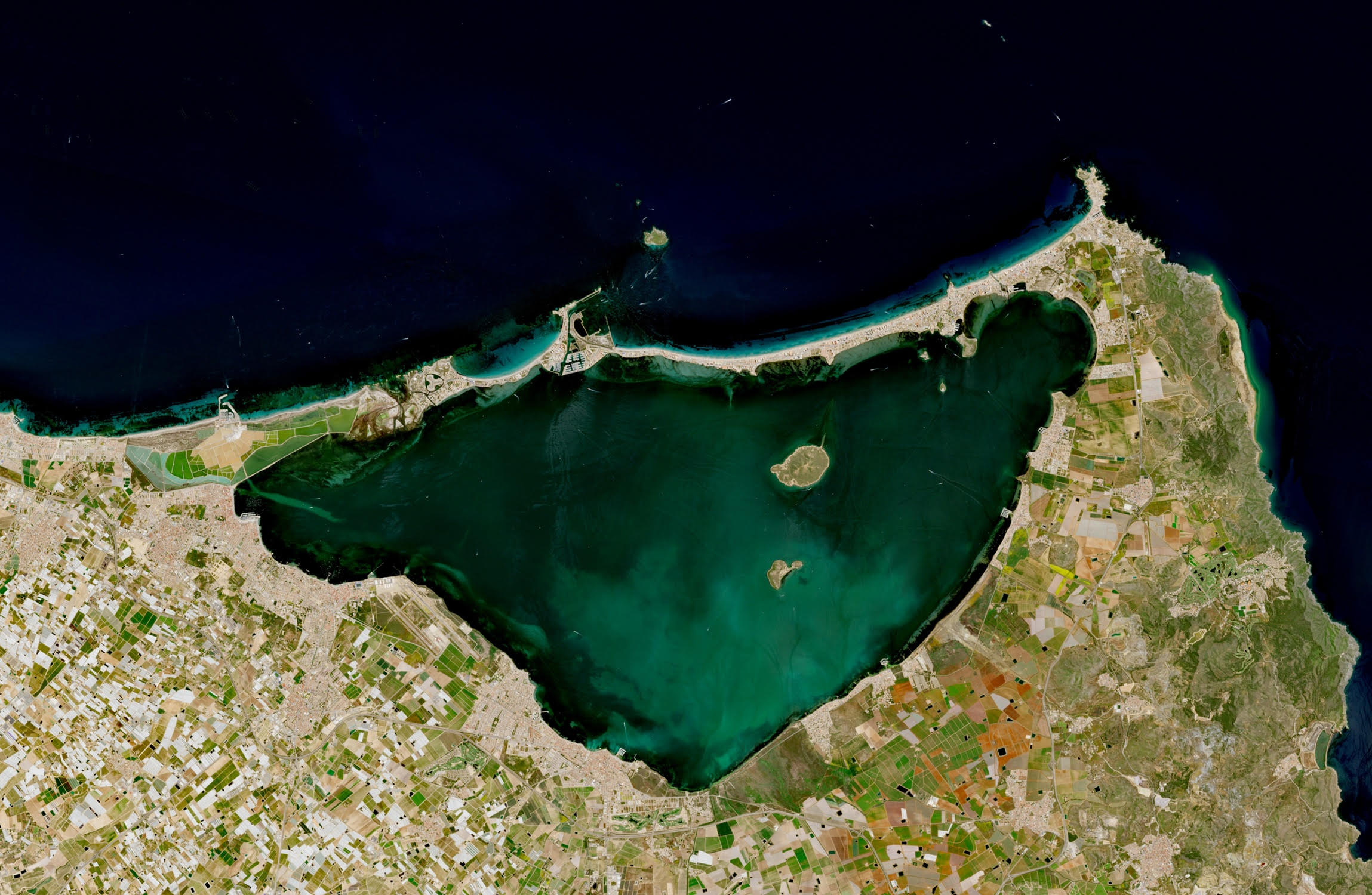 Vista satelital del Mar Menor. Foto: Sentinel-2 L2A / Copernicus - cedida por IEO