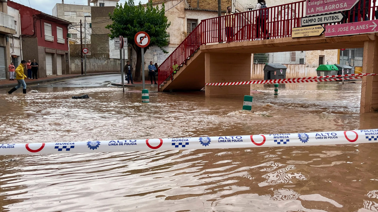 Rambla de Espinardo (Murcia), inundada. Foto: Huermur