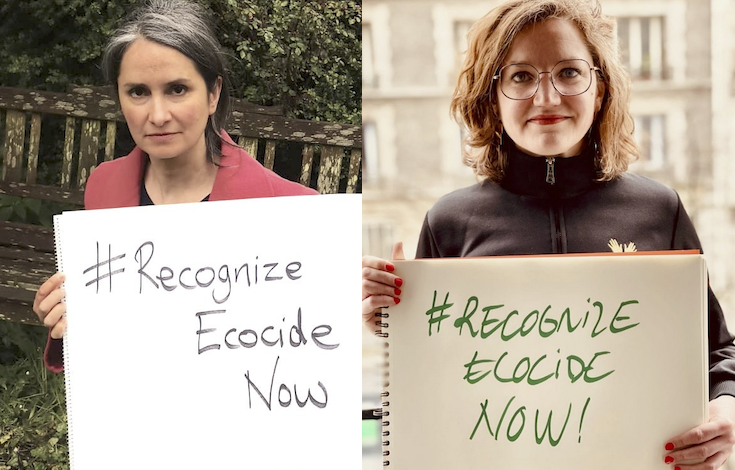  Jojo Mehta, cofundadora de Stop Ecodicio (izda) y la eurodiputada Marie Toussaint, de Verdes/ALE (dcha). Imagen: Stop Ecocidio
