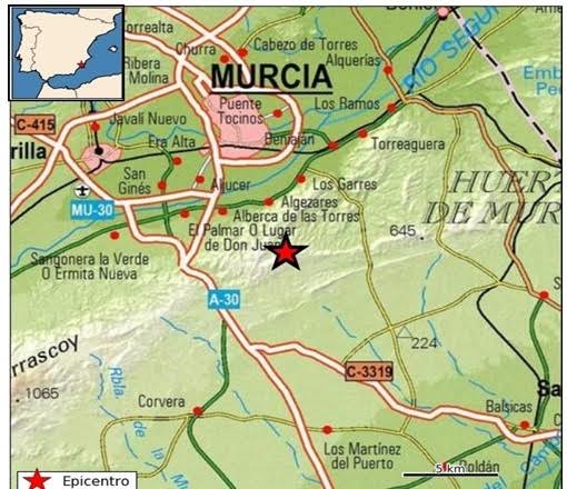 Representación del epicentro del terremoto de ayer. Fuente: 1-1-2