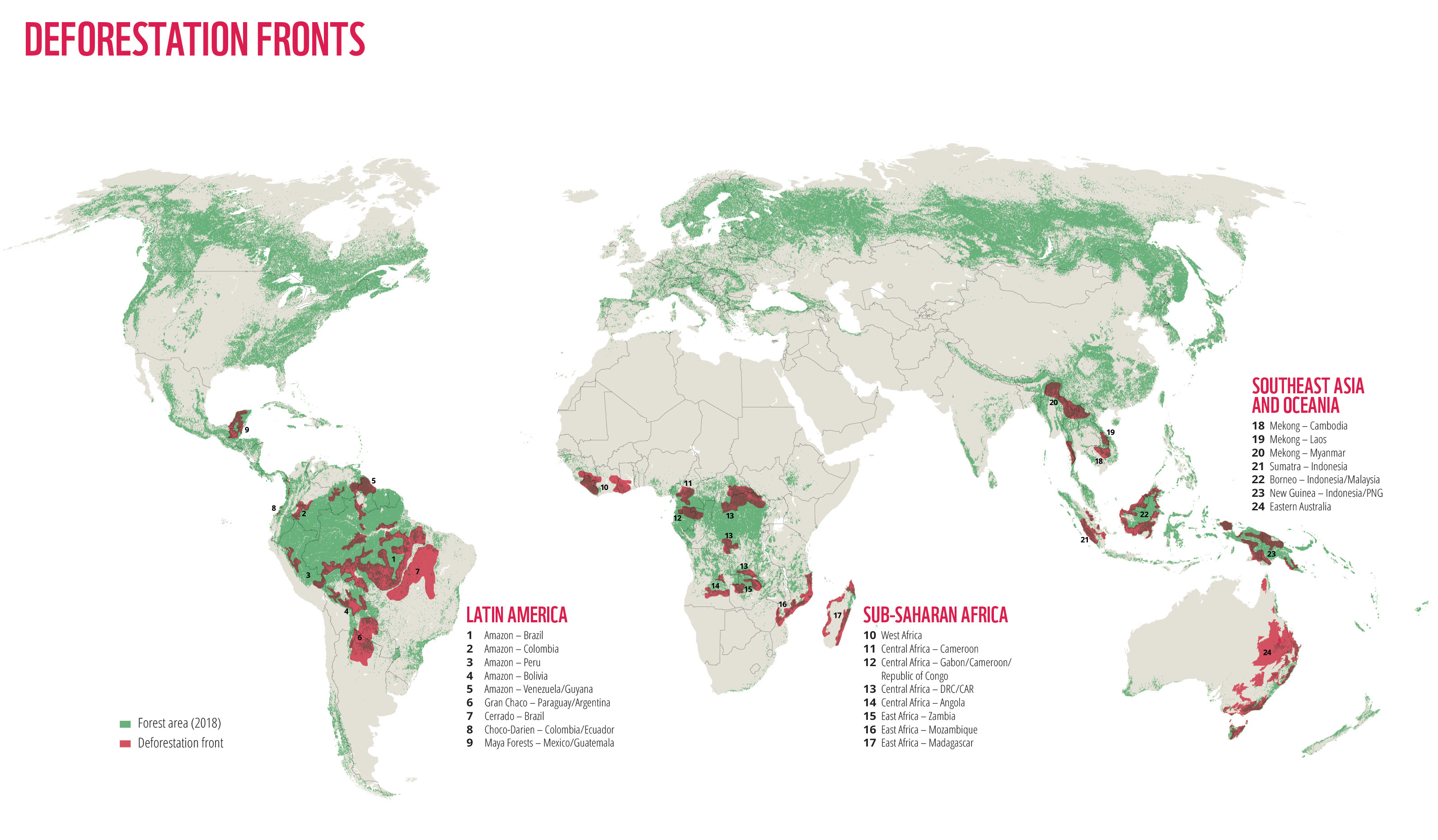 Frentes de deforestación. Imagen: WWF